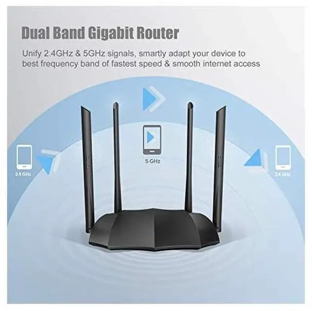 Alt view image 4 of 7 - FOR AC1200 Dual Band Gigabit Smart WiFi Router 5Ghz High Speed Wireless Internet Router MUMIMO Beamforming Long Range Coverage by 4x6dBi Antenna IPv6 Guest WiFi AP Mode 2020 New Upgraded