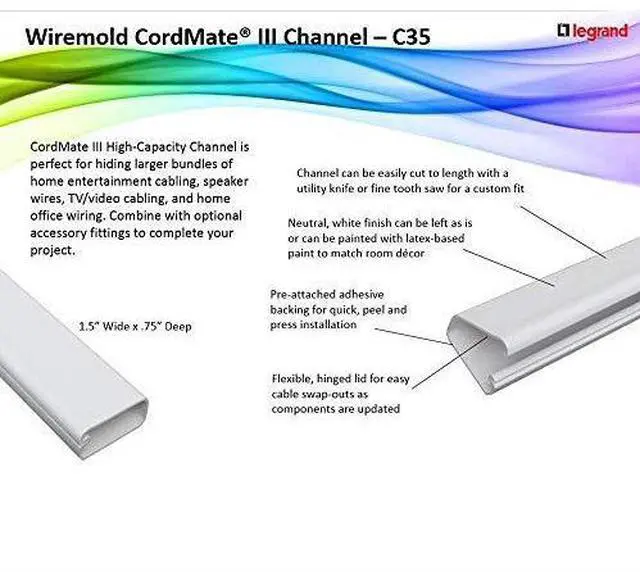 Alt view image 7 of 7 - for Cable Hider CordMate III | Paintable OnWall Cable Management Kit | Hide Organize Up to 5 TV Wires or Computer Cables