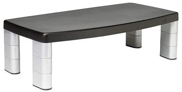 Main image of Extra Wide Adjustable Monitor Stand Three Leg Segments Simply Adjust Height from 1 to 5 78 Sturdy Platform Holds Up to 40 lbs 16inch Space Between Columns for Storage SilverBlack MS90B
