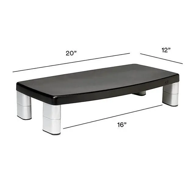 Alt view image 6 of 6 - Extra Wide Adjustable Monitor Stand Three Leg Segments Simply Adjust Height from 1 to 5 78 Sturdy Platform Holds Up to 40 lbs 16inch Space Between Columns for Storage SilverBlack MS90B