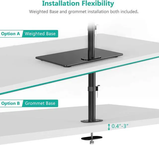 Alt view image 7 of 7 - Free Standing Dual Monitor Stand Height Adjustable Monitor Mount with Glass Base Fits ?LCD LED Flat Curved Screen up to 27 inch 22lbs with Grommet Base (GMF002) by