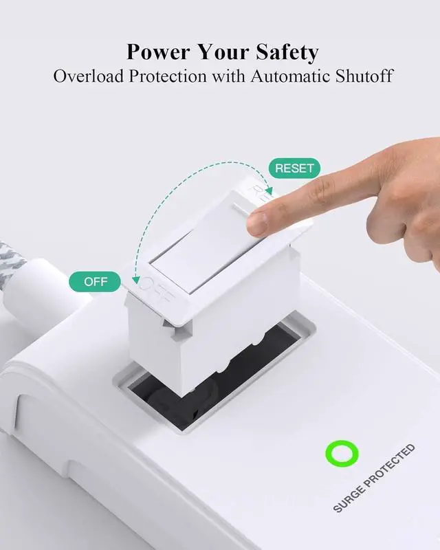 Alt view image 4 of 4 - for 2 Pack Power Strip, 12FT Long Extension Cord, Surge Protector with 6 Outlets and 4 USB Ports (2 USB C), Flat Plug Overload Protection, Extension Cord 10+ ft Wall Mount for Home Office Dorm College