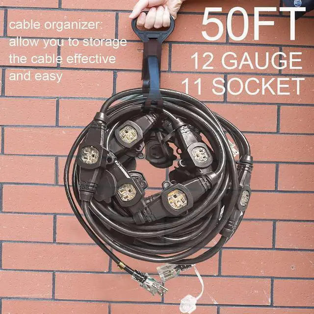 Alt view image 2 of 7 - 50FT 12 Gauge Indoor/Outdoor Power Extension Cord Multiple Evenly-Spaced Plug Eleven Outlet Cord Splitter Ideal for Landscaping Light Stage Backlines Holiday Party and Christmas Decoration