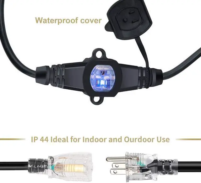 Alt view image 4 of 7 - 50FT 12 Gauge Indoor/Outdoor Power Extension Cord Multiple Evenly-Spaced Plug Eleven Outlet Cord Splitter Ideal for Landscaping Light Stage Backlines Holiday Party and Christmas Decoration