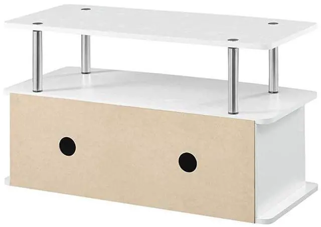 Alt view image 2 of 4 - forDesigns2Go Deluxe 2 Door TV Stand with Cabinets White