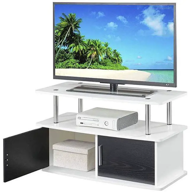 Alt view image 3 of 4 - forDesigns2Go Deluxe 2 Door TV Stand with Cabinets White