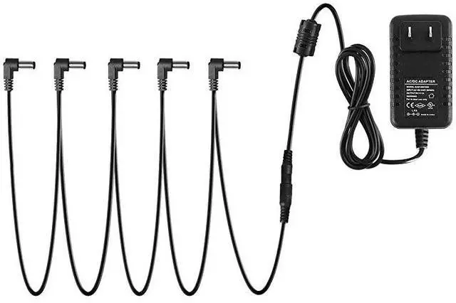 Main image of DPA1 Pedal Power Supply Adapter 9V DC 1A Tip Negative 5 Way Daisy Chain Cables for Effect Pedal