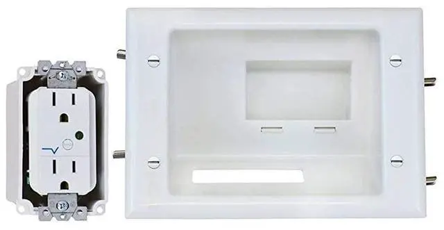 Main image of forElectronics 450081WH Recessed AVHDMI Cable Conceal Plate with Dual Power Surge Suppressor