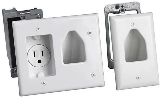 Main image of Electronics 50-3321-WH-KIT Flat Panel TV Cable Organizer Remodeling Kit with Power Outlet - White