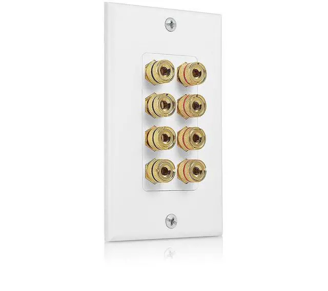 Alt view image 6 of 7 - Cable Matters 2-Pack Speaker Wire Wall Plate (Speaker Wall Plate / Banana Plug Wall Plate) 4-Speaker