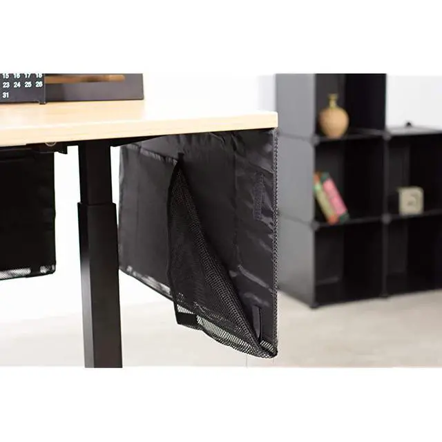 Alt view image 7 of 7 - Black 60 inch Under Desk Privacy and Cable Management Organizer Sleeve Wire Hider Kit Panel System DESKSKIRT60
