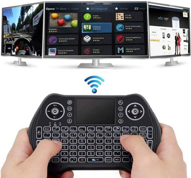Alt view image 3 of 6 - FOR Backlit Mini Wireless Keyboard with Touchpad Mouse Combo Rechargable Li-ion Battery & Multi-Media Handheld Remote for Google Android TV Box PC PAD