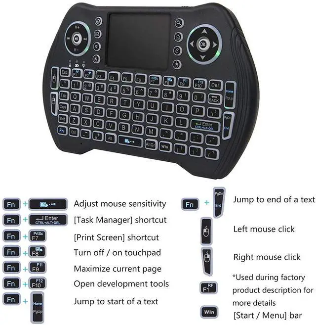 Alt view image 6 of 6 - FOR Backlit Mini Wireless Keyboard with Touchpad Mouse Combo Rechargable Li-ion Battery & Multi-Media Handheld Remote for Google Android TV Box PC PAD