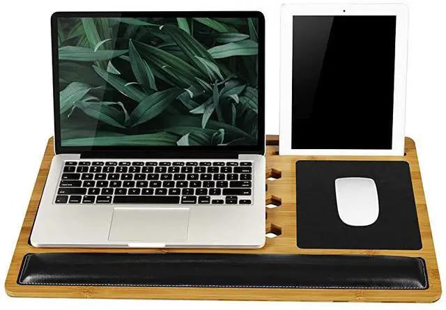 Main image of BamBoard Pro Lap Desk with Wrist Rest Mouse Pad and Phone Holder Natural Bamboo Fits up to 173 Inch Laptops and Most Tablets Style No 77101