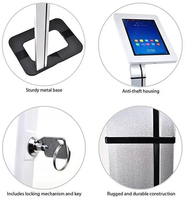 Alt view image 3 of 6 - FOR-AntiTheft Tablet Security Stand Kiosk Floor Standing Mount Tablet Case Holder w Lock Adjustable Clamp Arm Internal Cable Routing For iPad 2 3 4 Samsung Android Tablets PSPADLK38