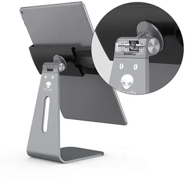 Alt view image 3 of 5 - Tablet Holder Stand Compatible 2020 iPad Pro 360° Rotatable Aluminum Alloy Desktop Holder Tablet Stand Compatible Samsung Galaxy Tab ProS iPad Pro105 97quot 129 iPad Air Surface Pro4 Gray