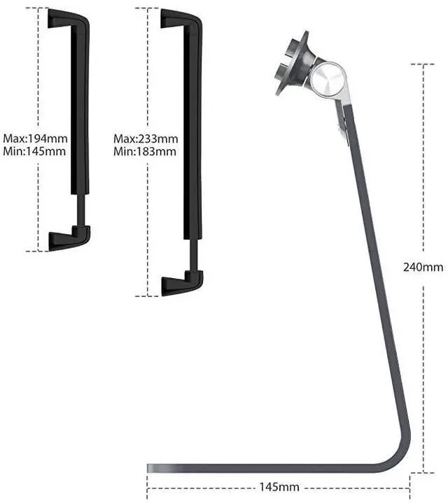 Alt view image 4 of 5 - Tablet Holder Stand Compatible 2020 iPad Pro 360° Rotatable Aluminum Alloy Desktop Holder Tablet Stand Compatible Samsung Galaxy Tab ProS iPad Pro105 97quot 129 iPad Air Surface Pro4 Gray