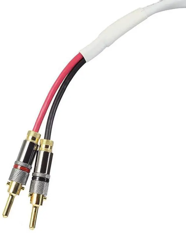Main image of FOR-Ten White Speaker Cable with Welded Locking Bananas 8 Foot Single Cable for one Speaker Assembled in The USA