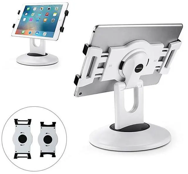 Main image of FOR-Retail Kiosk iPad Stand 360° Rotating Commercial Tablet Stand 6135 Ipad Mini ProBusiness Tablet Holder Swivel Design for Store POS Office Showcase Reception Kitchen Desktop White