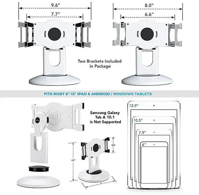 Alt view image 6 of 7 - FOR-Retail Kiosk iPad Stand 360° Rotating Commercial Tablet Stand 6135 Ipad Mini ProBusiness Tablet Holder Swivel Design for Store POS Office Showcase Reception Kitchen Desktop White