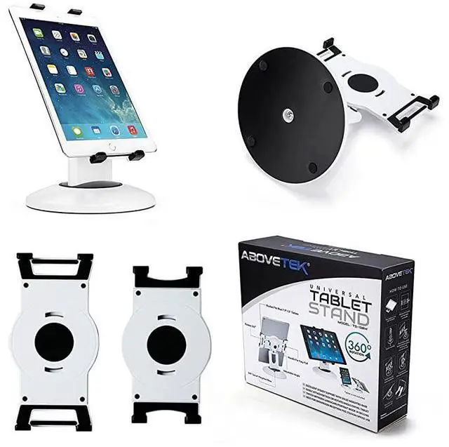 Alt view image 4 of 7 - FOR-Retail Kiosk iPad Stand 360° Rotating Commercial Tablet Stand 6135 Ipad Mini ProBusiness Tablet Holder Swivel Design for Store POS Office Showcase Reception Kitchen Desktop White
