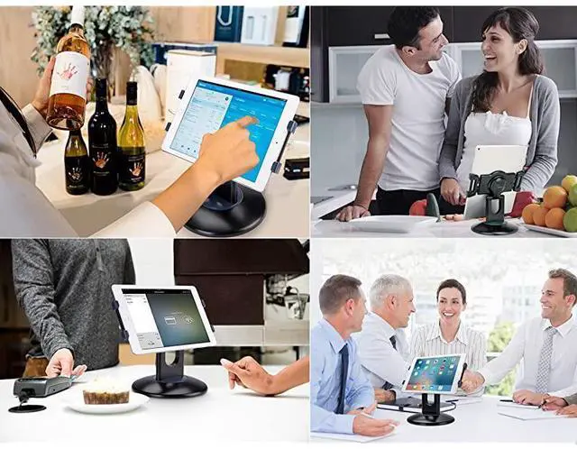 Alt view image 2 of 7 - FOR-Retail Kiosk iPad Stand, 360° Rotating Commercial Tablet Stand, 6-13.5" Ipad Mini Pro-Business Tablet Holder, Swivel Design for Store POS Office Showcase Reception Kitchen Desktop (Black)