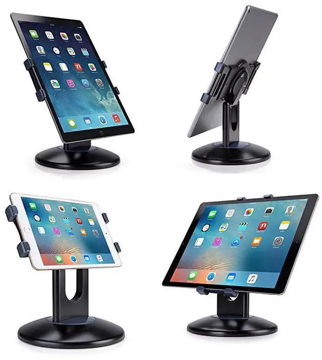 Alt view image 7 of 7 - FOR-Retail Kiosk iPad Stand, 360° Rotating Commercial Tablet Stand, 6-13.5" Ipad Mini Pro-Business Tablet Holder, Swivel Design for Store POS Office Showcase Reception Kitchen Desktop (Black)