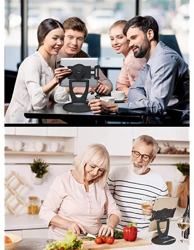 Alt view image 6 of 7 - FOR-Retail Tablet Stand 360 Rotates iPad Stand for 6 inch to 13 inch Tablets Swivel Tablet Holder w Pen Storage and Phone Stand for Store Office Showcase Reception Kitchen Desktop 5025 Black