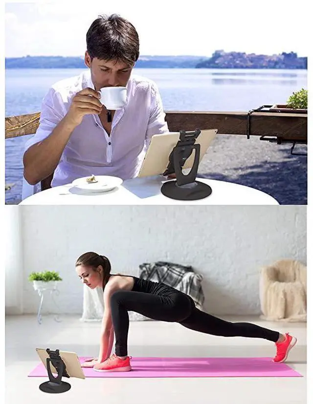 Alt view image 7 of 7 - FOR-Retail Tablet Stand 360 Rotates iPad Stand for 6 inch to 13 inch Tablets Swivel Tablet Holder w Pen Storage and Phone Stand for Store Office Showcase Reception Kitchen Desktop 5025 Black