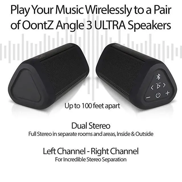 Alt view image 3 of 5 - FOR-OontZ Angle 3 Ultra 4th Gen Bluetooth 50 Speaker Updated Two Speaker Edition 14 Watts HiQuality Sound Bass 100 Ft Wireless Range IPX7 Bluetooth Speakers by  Black