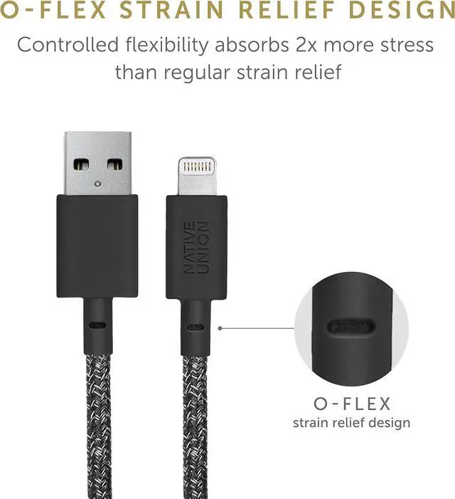 Alt view image 5 of 7 - FOR-Native Union Night Cable - 10ft Ultra-Strong Reinforced [MFi Certified] Durable Lightning to USB Charging Cable with Weighted Knot Compatible with iPhone/iPad (Cosmos)