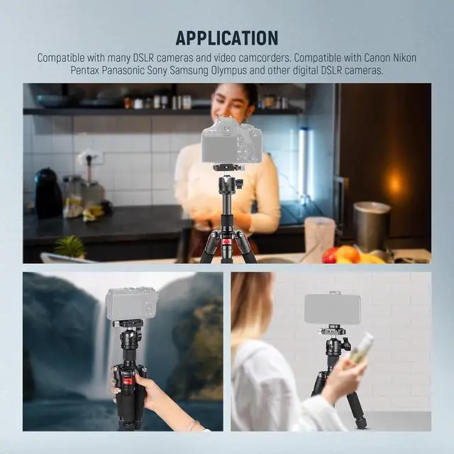 Alt view image 5 of 6 - Portable Desktop Mini Tripod Aluminum Alloy 20''/ 50cm Desk Tripod with 360 Degree Ball Head, 1/4 inch Quick Shoe Plate for DSLR Camera Video Camcorder, Load up to 11 pounds/5 kilograms