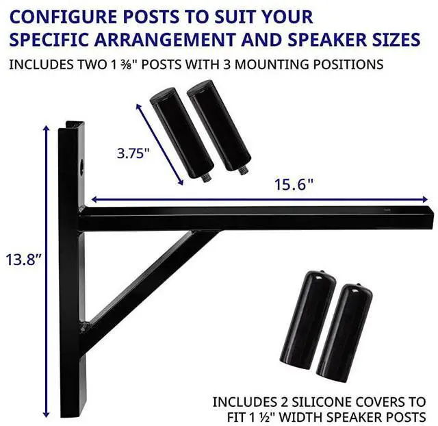 Alt view image 2 of 7 - FOR-Wall Mount Speaker Bracket for Professional Audio PA Speaker Holder Set of 2 Pair Heavy Duty Metal Supports 90 Lbs. Weight Capacity Interchangeable Posts Black - LYXWSB15B