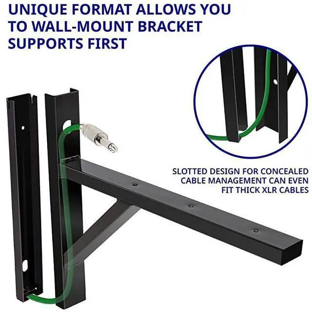 Alt view image 5 of 7 - FOR-Wall Mount Speaker Bracket for Professional Audio PA Speaker Holder Set of 2 Pair Heavy Duty Metal Supports 90 Lbs. Weight Capacity Interchangeable Posts Black - LYXWSB15B