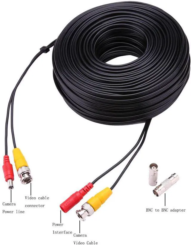 Alt view image 2 of 7 - FOR-WildHD 4x100ft BNC Cable All-in-One Siamese Video and Power Security Camera Cable Extension Wire Cord with 2 Female Connectors for All Max 5MP HD CCTV DVR Surveillance System (4x100ft Cable Black)