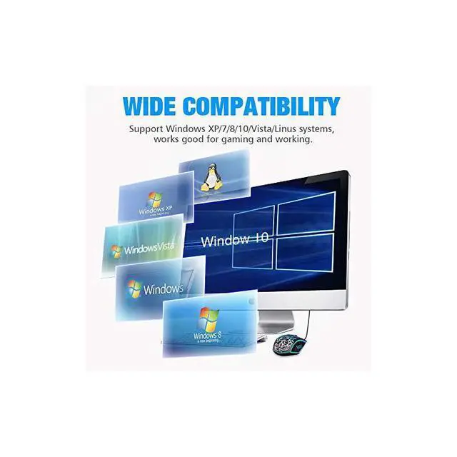 Alt view image 5 of 7 - FOR-Wired Gaming Mouse, Ergonomic USB Optical Mouse Mice with Chroma RGB Backlit, 1200 to 3600 DPI for Laptop PC Computer Games & Work Black