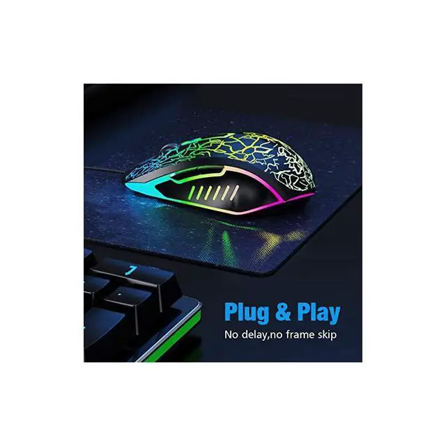 Alt view image 7 of 7 - FOR-Wired Gaming Mouse, Ergonomic USB Optical Mouse Mice with Chroma RGB Backlit, 1200 to 3600 DPI for Laptop PC Computer Games & Work Black