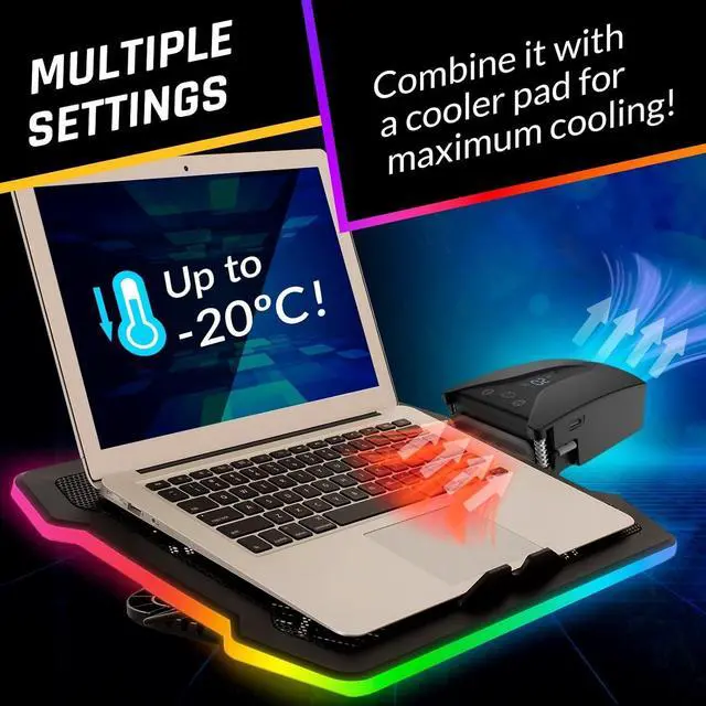 Alt view image 6 of 6 - Tempest Laptop Cooler with Vacuum Fan - New - Gaming Laptop Fan with Display - Temperature Detection + Automatic/Manual Mode - 4000 RPM - Portable - Compatible with Laptop Cooling Pads