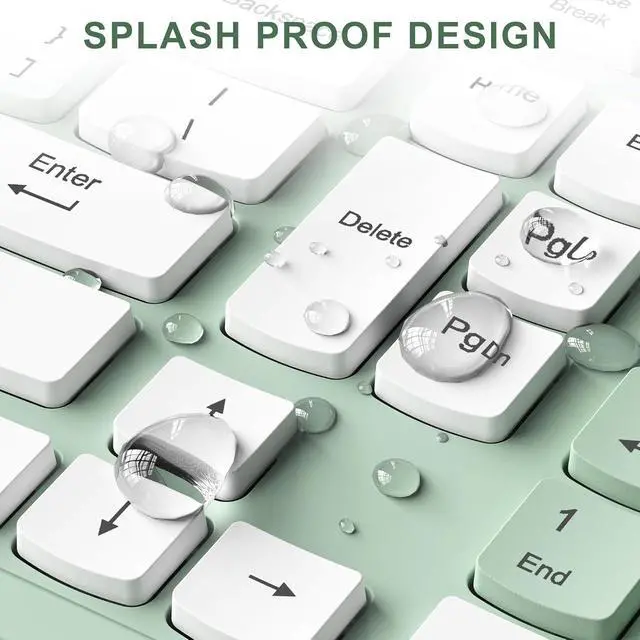 Alt view image 7 of 7 - Wireless Keyboard and Mouse Combo, Full-Sized Wireless Keyboard and Adjustable DPI Mouse, 2.4GHz USB Receiver, Silent Keyboard and Mouse for PC, Windows, MAC, Desktop, Laptop (Avocado Green)