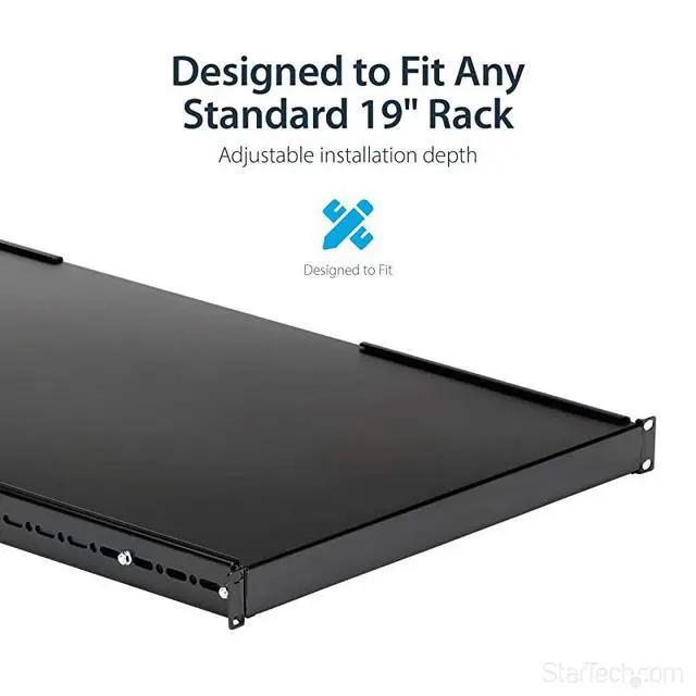 Alt view image 3 of 5 - com 1U Adjustable Server Rack Mount Shelf 175lbs 195 to 38in Deep Universal Tray for 19 AV Data Network Equipment Rack ADJSHELFHD Black