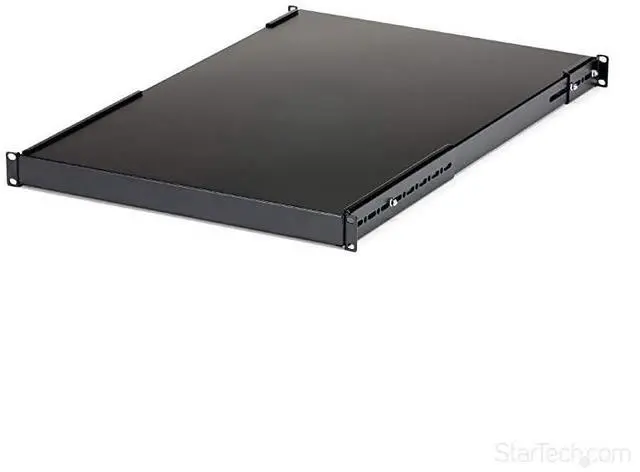 Main image of com 1U Adjustable Server Rack Mount Shelf 175lbs 195 to 38in Deep Universal Tray for 19 AV Data Network Equipment Rack ADJSHELFHD Black