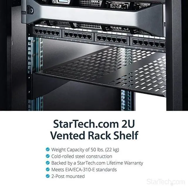 Alt view image 2 of 6 - com 2U Vented Server Rack Mount Shelf 22Inch Deep Cantilever Universal Tray for 19 AV Data Network Equipment Rack 50lbs CABSHELF22V