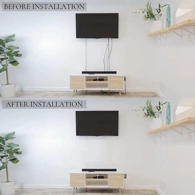 Alt view image 2 of 7 - FOR in-Wall Cable Management Kit 125V Wall Mount TV Power Outlet with Brush Wall Plate Cable Pass Through Wall Plate with Inlet Electrical Wire and Power Cord Included