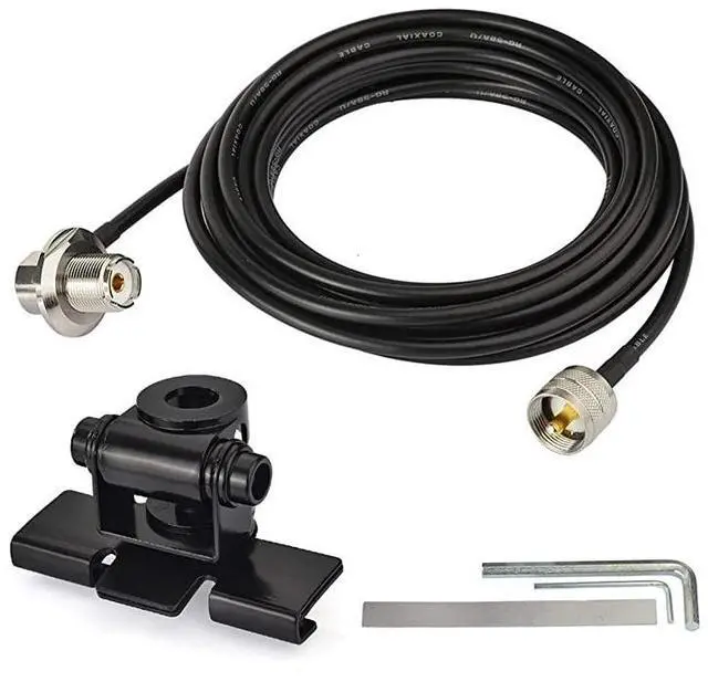 Alt view image 4 of 6 - Vehicle Ham Radio Mobile Radio Antenna VHF UHF 136174MHz 400470MHz Car Truck Amateur Radio Two Way Radio Low Profile Antenna with Lip Mount Fixed Bracket PL259 Male 5m 165 feet RG58 Cable