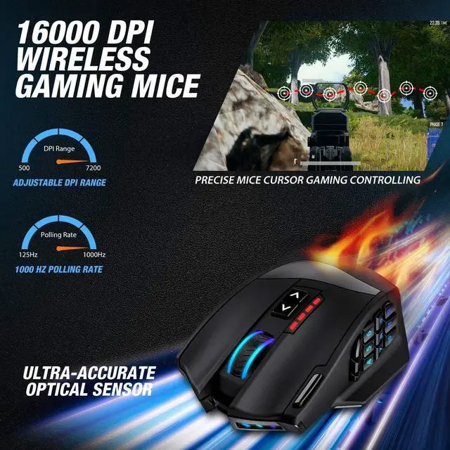 Alt view image 2 of 6 - FOR-Venus Pro RGB Wireless MMO Gaming Mouse 16 000 DPI Optical Sensor 2.4 GHz Transmission Technology Ergonomic Design 16M Chroma RGB Lighting 16 programmable Buttons Up to 70 Hours
