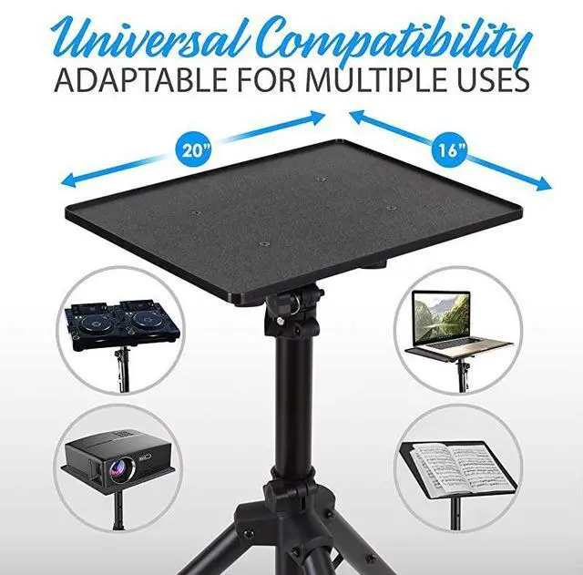 Alt view image 2 of 7 - FOR-Universal Laptop Projector Tripod Stand 2 Pcs Computer Book DJ Equipment Holder Mount Height Adjustable Up to 52 Inches w 20 x 16 Plate Size Perfect for Stage or Studio Use PLPTS4X2