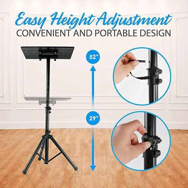 Alt view image 4 of 7 - FOR-Universal Laptop Projector Tripod Stand 2 Pcs Computer Book DJ Equipment Holder Mount Height Adjustable Up to 52 Inches w 20 x 16 Plate Size Perfect for Stage or Studio Use PLPTS4X2