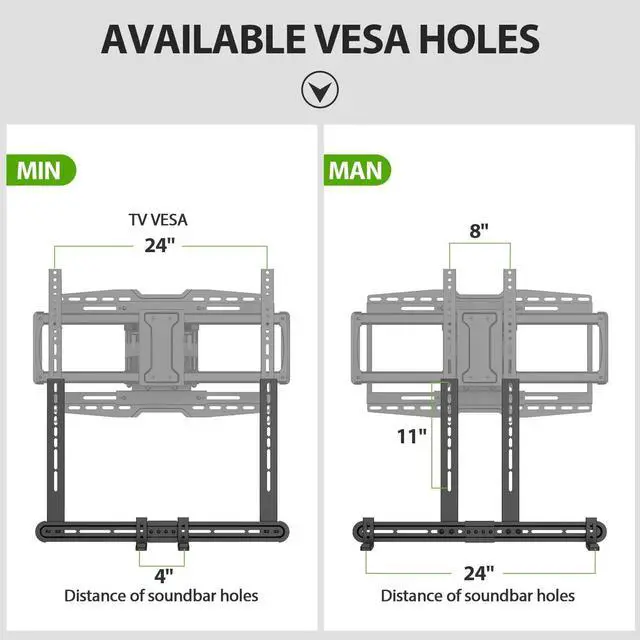 Alt view image 6 of 7 - Universal Soundbar Mount, Sound Bar TV Bracket for Soundbar with Speaker, Fits 2 Installation Options, Removable No-Slip Base Holder Extends 3.46-6.06
