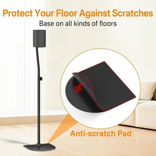 Alt view image 5 of 5 - Universal Surround Sound Speaker Stands Pair Height Adjustable Extend 33" to 42" for Samsung, Vizio, Bose, LG, Roku Small Rear Speakers and Most Satellite Surround Speaker Stands with Wall Bracket