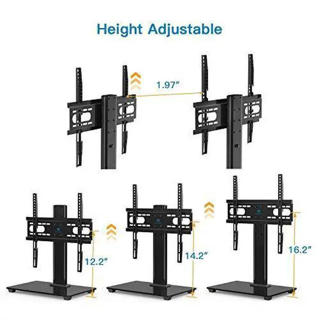 Alt view image 2 of 7 - Universal TV Stand Table Top TV Stand for 3755 inch LCD LED TVs Height Adjustable TV Base Stand with Tempered Glass Base Wire Management VESA 400x400mm